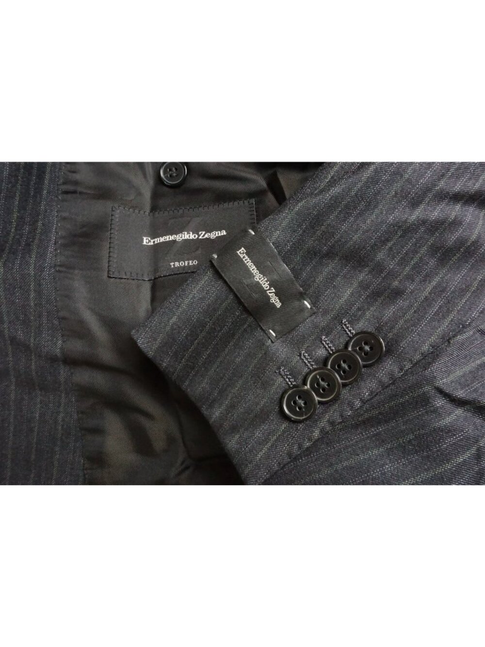 Ermenegildo Zegna Milano Gray Striped 100% Wool 2 Pc Suit Jacket Pants 46R NEW